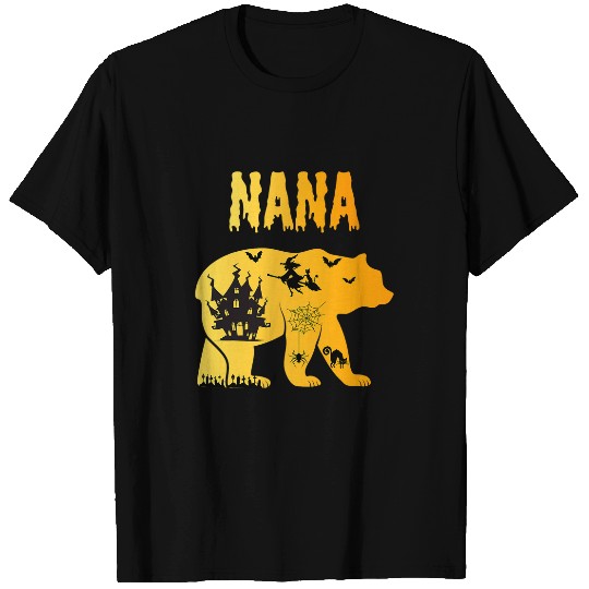 Funny Halloween Nana Bear Scary Art Clip Silhouette Witch T-Shirts