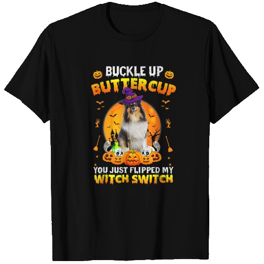 Rough Collie Dog Buckle Up Buttercup Halloween Costume 313 T-Shirts