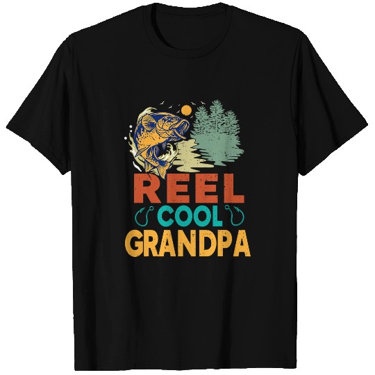 Fishing Mens Mens Reel Cool Grandpa Fishing Fun Fathers Day Fishermen Fisher T-Shirts