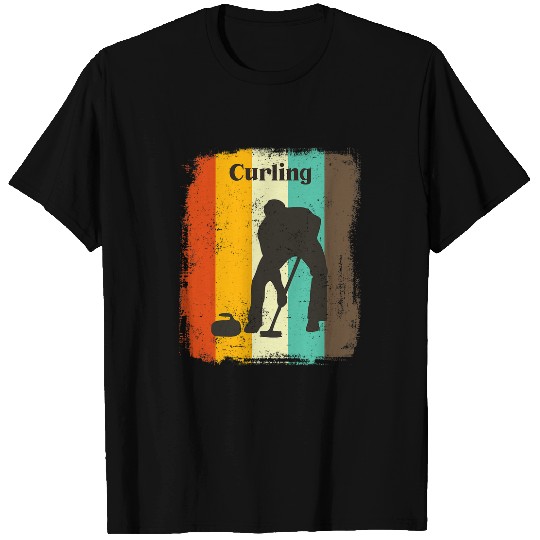 Curling Retro 70s vintages Curler Sweeping Men Gift T-Shirts