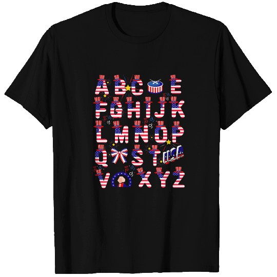 Funny 4th Of July ABCs Alphabet Patriotic Preschool Teacher 7 T-Shirts