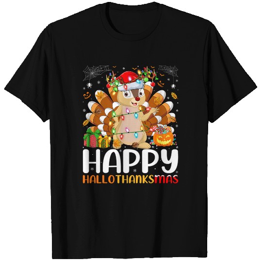 Squirrel Lover Chipmunk Lover Halloween Christmas Happy Hallothanksmas T-Shirts