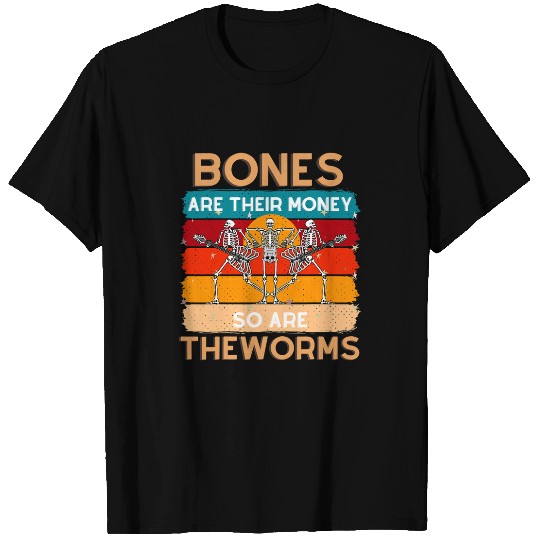 Skeletons Skulls Bones Are Their Money Skeletons Playing Guitar Retro vintages Skull T-Shirts