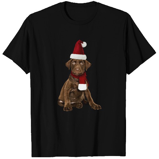Labrador Lab Dog Chocolate Lab Puppy Santa Funny Christmas Dog Labrador T-Shirts