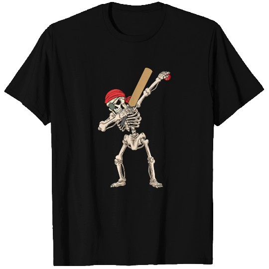 Skeletons Skulls Halloween Skeletons Red Head Scarf Cricket Dabbings Funny Skull T-Shirts