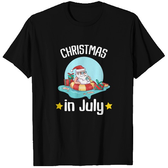 Surf Life Christmas im July Summer Santa Claus Beach Hawaii Surf T-Shirts