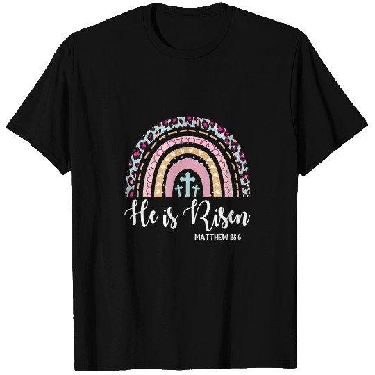 Christian He Is Risen Rainbow Leopard Happy Easter Day Christian Jesus Christ T-Shirts