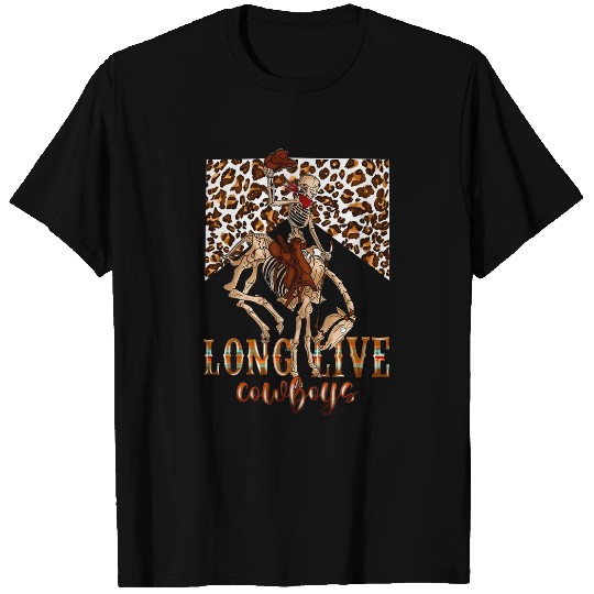 Skeletons Skulls Cowboy Killer Long Live Cowboy Skeletons Leopard Western Skull T-Shirts