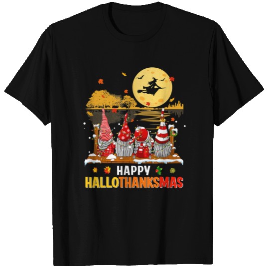 Gnome Happy Hallothanksmas Halloween Thanksgiving Christmas T-Shirts
