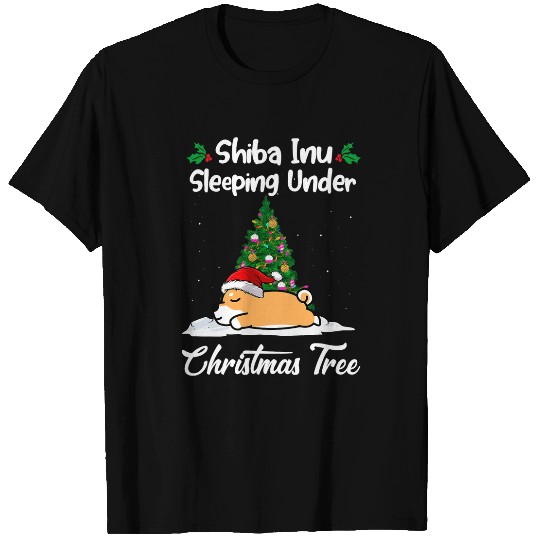 Dog Shiba Inu My Dog Sleeping Under Christmas Tree Puppy Xmas T-Shirts