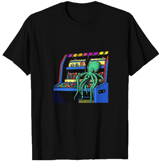 Octopuss Lover sitting on video game Vending Machine gatcha arcade T-Shirts