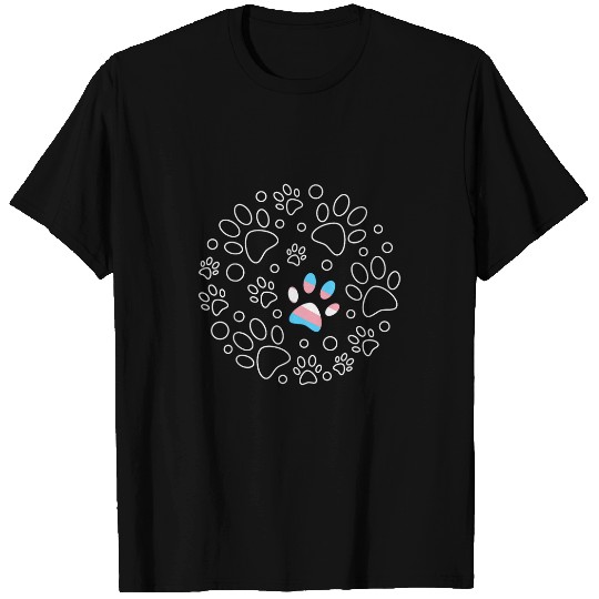 Dog Paw Prints Transgender Flag Trans LGBT Dog Lover T-Shirts
