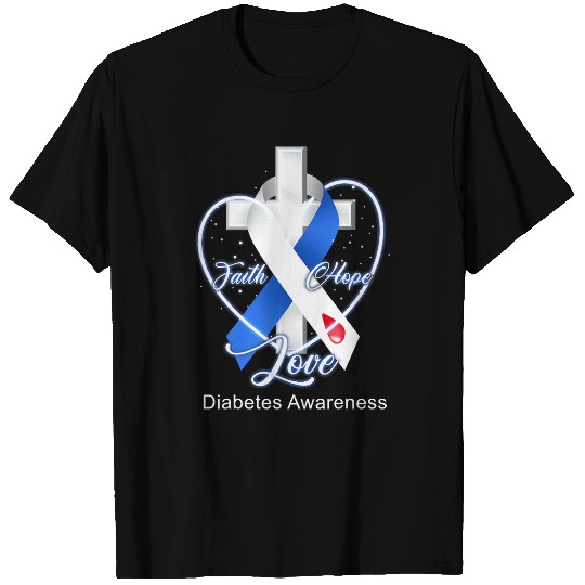 cross faith hope love diabetess awareness T-Shirts