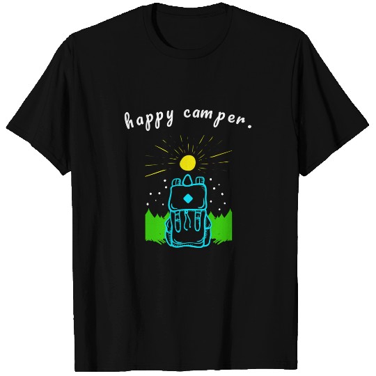 Happy Camper Quote Hiking Wanderlust Mountain Camping T-Shirts