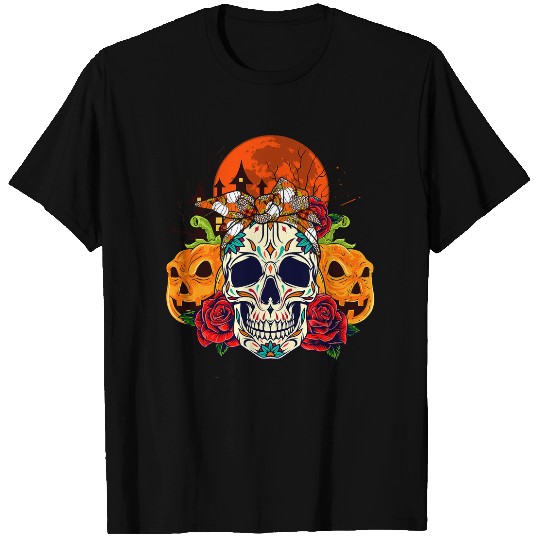 Skeletons Skulls Floral Skull Bow Tie Leopard Halloween Scary Pumpkins Lover 8 Skull T-Shirts