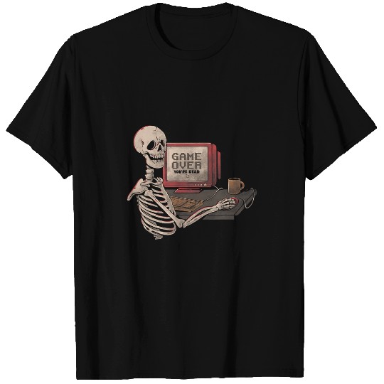 Skeletons Skulls Funny Halloween Game Over Youre Deads Gamer Skeleton604 Skull T-Shirts