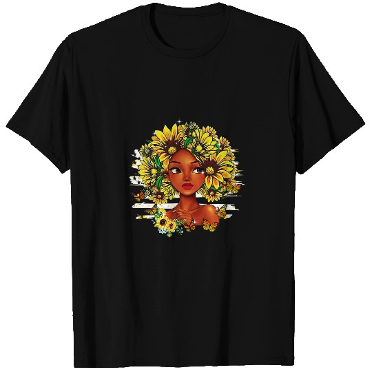 Sunflower Black Girl Queen Black History Month Juneteenth T-Shirts