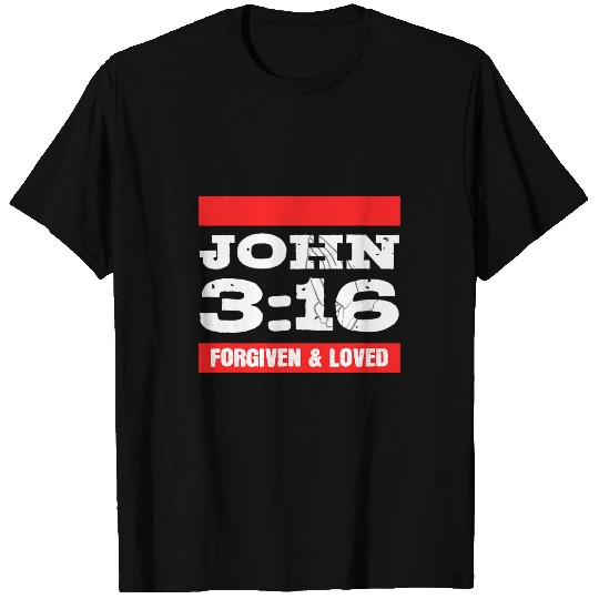 Forgiven Loved John 3 16 Bible Verse Patriotic Christian T-Shirts