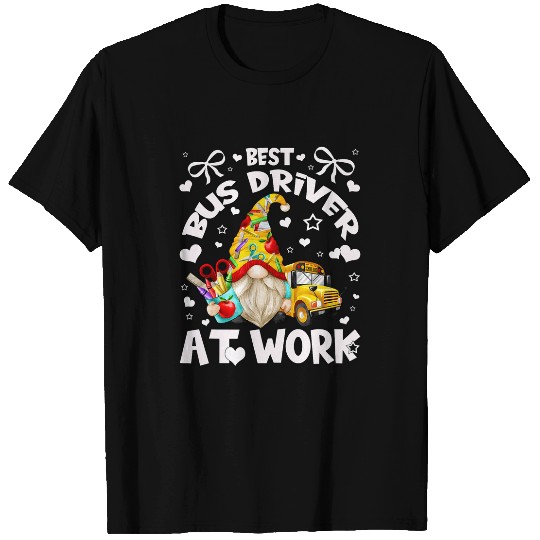 bests School Bus Driver Graphic With Funny Teacher Gnome T-Shirts