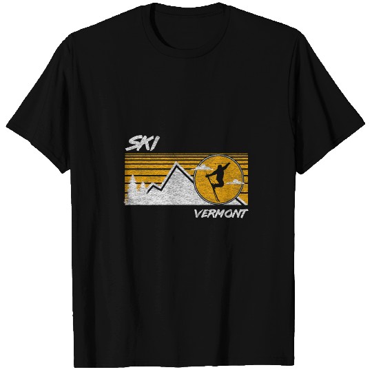 Skiing Ski Vermont Retro Distressed Skiing Tee T-Shirts