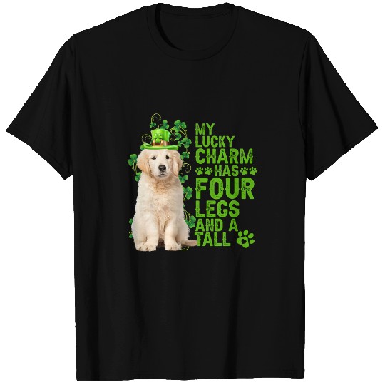 Goldie Puppy Golden Retriever Green Hat Lucky Charm StPatricksDay Golden Retriever Dog T-Shirts