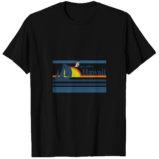 Surf Life Hawaii Beach Retro 70s 80s 90s Sailing Boat Sunset Surf Gift T-Shirts
