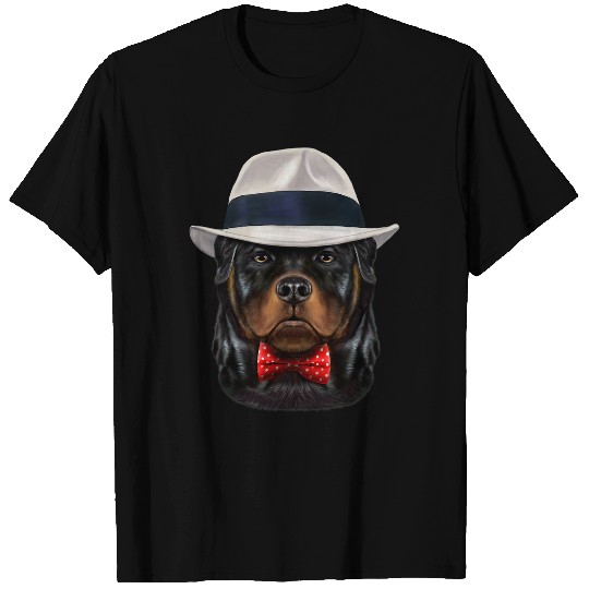Dog Rottweiler wearing Fedora Hat T-Shirts