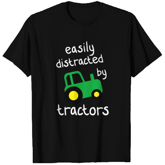 Tractor driving Kids Youth Easily Distracted By Tractors Boys Green Tractor T-Shirts