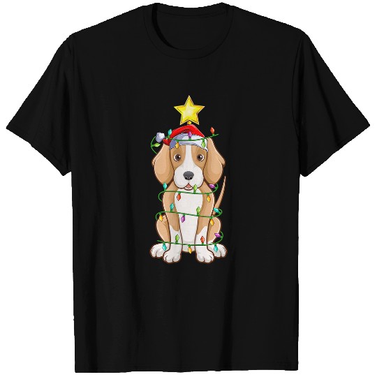 Foxhound xmass Tree Lighting Santa Foxhound Dog Christmas T-Shirts