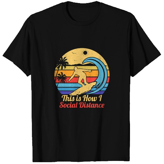 Surf Life Mens Social Distance Retro Sunset vintages Surfing Surf Board T-Shirts