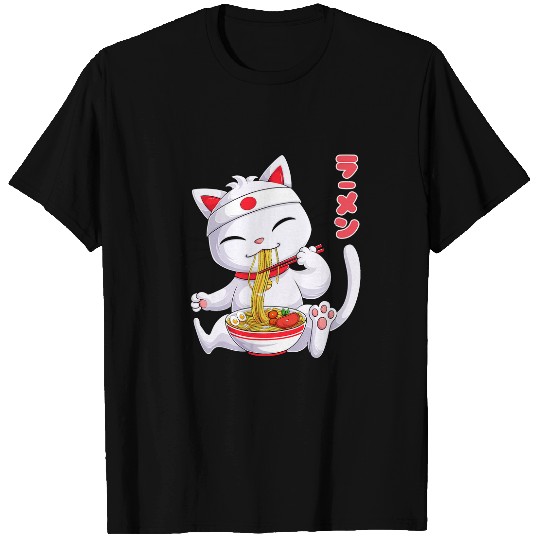 Kawaii Maneki Neko Ramen Noodles Japanese Anime Noodle Soup T-Shirts