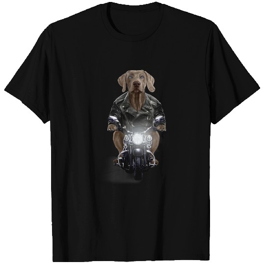 Motocross Biker Weimaraner Dog Ride Motorcycle T-Shirts
