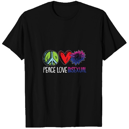 LGBT Pride Peace Love Bisexual Pride Cool Sunflower LGBTQ Proud Bi T-Shirts