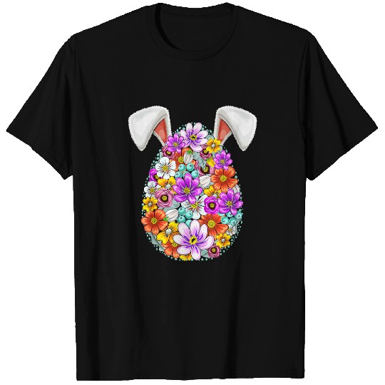 Rabbits Floral Easter Egg Bunny Ears Costume Rabbit Women Girls T-Shirts