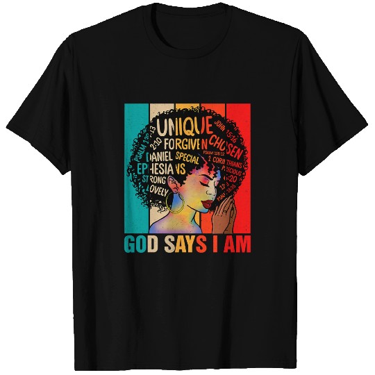 Christian Says You Are Christian Black Queen BHM BLM Afro Girls Christ T-Shirts