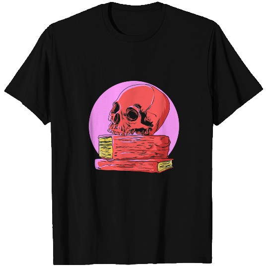 Skeletons Skulls Red Goth Poetry Skull on Books Gothic Occult Emo Satanic 308 Skull T-Shirts