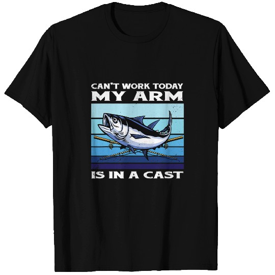 Fishing Mens Tuna Fishing My Arm Is In Cast Retro Tuna Fish Fisher T-Shirts