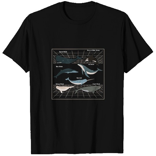 Whales Types of Whales Marine Mammal Sea Life Marine Biologist T-Shirts