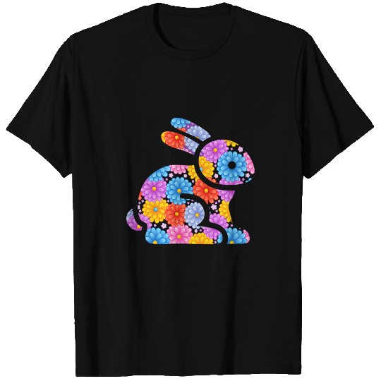 Rabbits Floral Easter Bunny Women Girls Spring Flowers Rabbit 1 T-Shirts