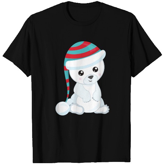 Funny Bear Cute Polar Bear White Bear Bear With Hat Cute Bears T-Shirts