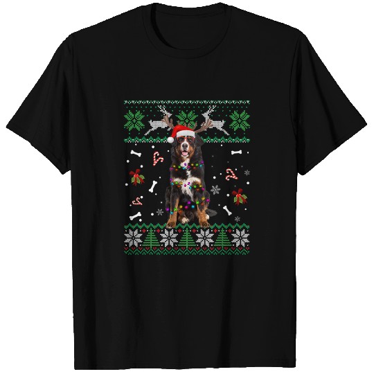 Christmas Tree Bernese Mountain Pajama Lights Dog Dad Mom T-Shirts