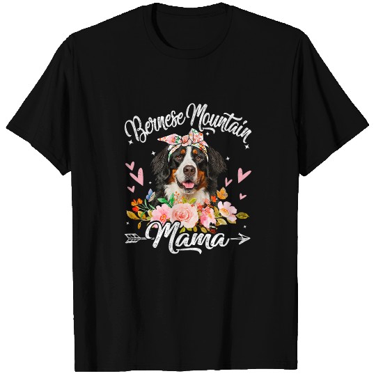 Cute Bernese Mountain Mama Dog Mom Flowers Mothers Day T-Shirts