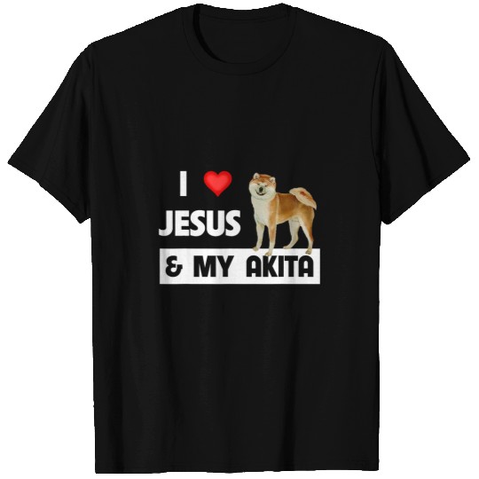 Christian I Love Jesus and My Akita Dog Mom Dad Pet Parent Christian 3 Christ T-Shirts