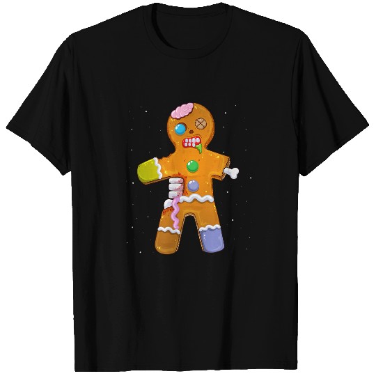 Zombie Christmas Gingerbread Man Scary xmass Krampus Cookie T-Shirts