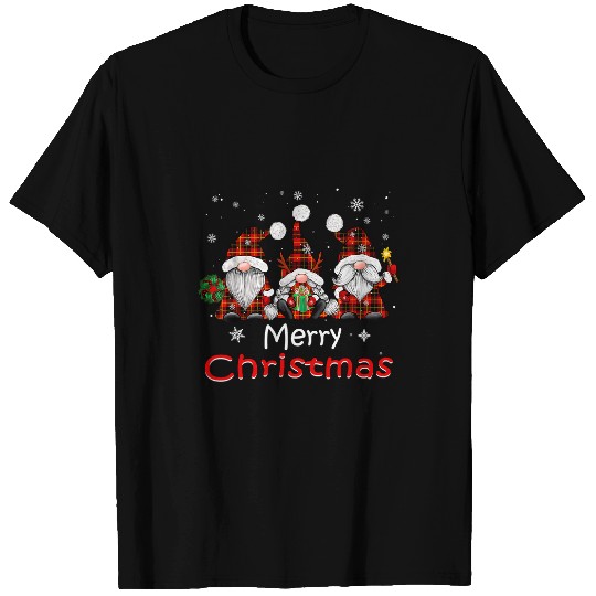 Merry Christmas Gnomes Buffalo Red Plaid For Men Women327 T-Shirts