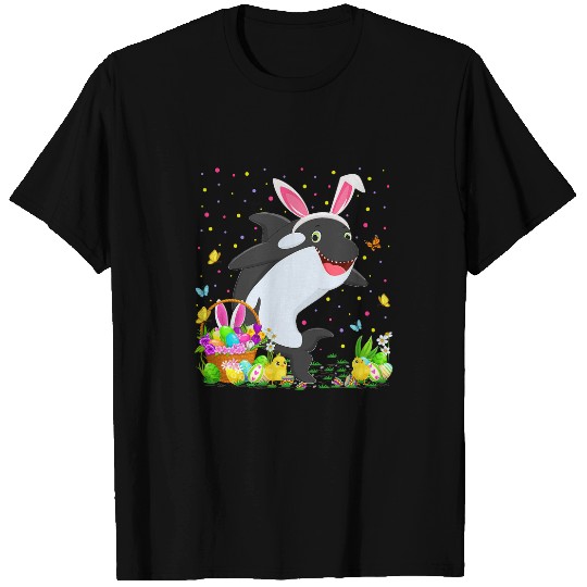 Whales Easter Orca Fish Bunny Egg Hunting Orca Easter Sunday T-Shirts