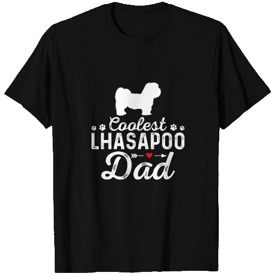 Mens Coolest Lhasapoo Dad Funny Dog Dad Pet Dog Family T-Shirts