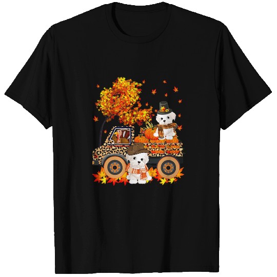 Dog Maltese Thanksgiving Turkey Carrying Malteses On Truck Pumpkins T-Shirts