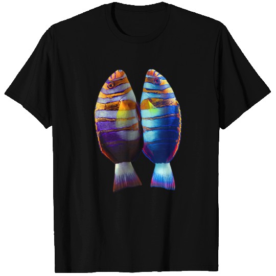 Swimming Pool Two Colorful Tropical Fish Swimming Together T-Shirts