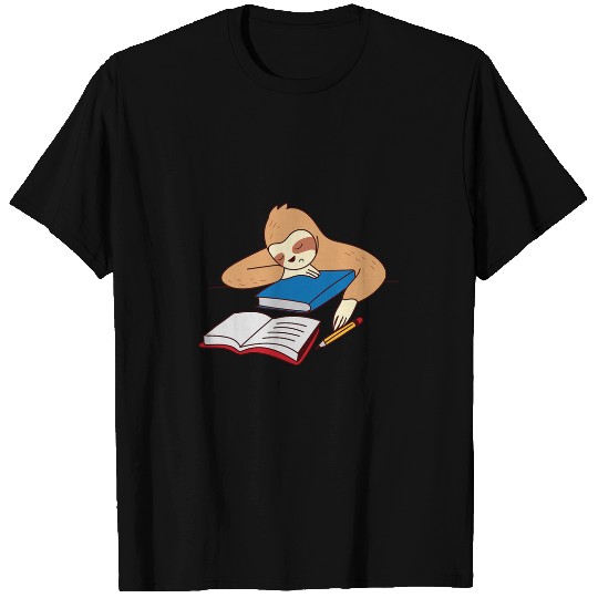 Sloth Studying Falling Asleep Ironic Student Tired Lazy T-Shirts
